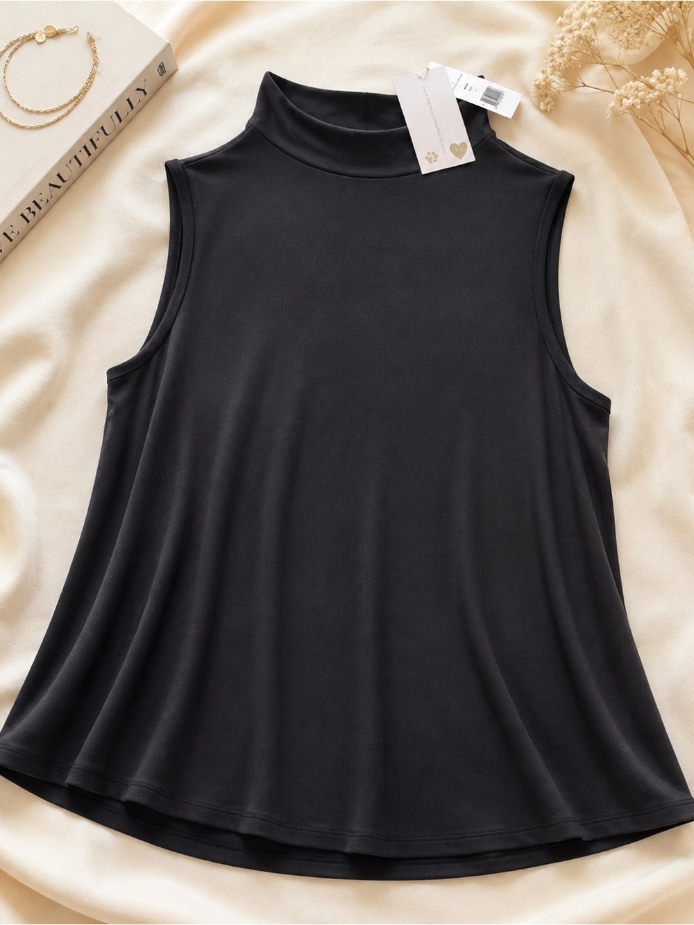 Women’s Mock Neck Sleeveless Tank Top - Black